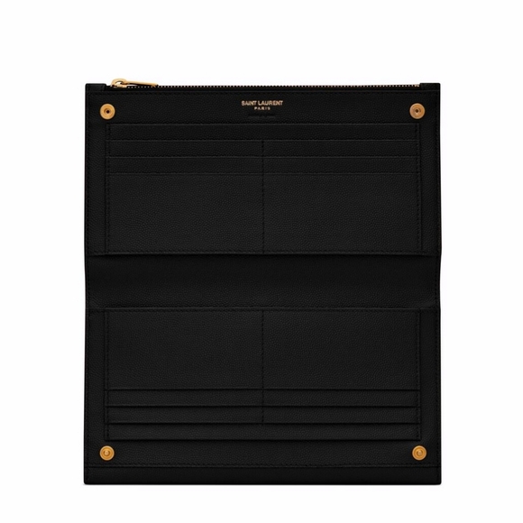 Rare & Authentic YSL Saint Laurent LARGE Uptown Glossy Leather Large Wallet - Picture 5 of 13